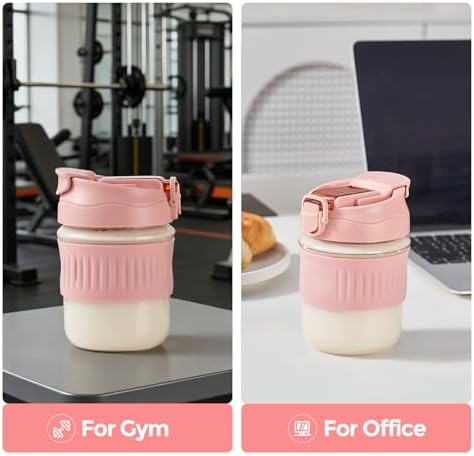 Botella Mezcladora de Vidrio LifmPlay de 12oz, Botella de Borosilicato a Prueba de Fugas para Batidos de Proteína con Bola de Acero Inoxidable - imagen 6