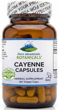 Cápsulas de Pimienta de Cayena Pure Mountain Botanicals - 90 Cápsulas Veganas Kosher - Suplemento Orgánico de 500mg con Capsaicina - 40000-60000 HU - imagen 1