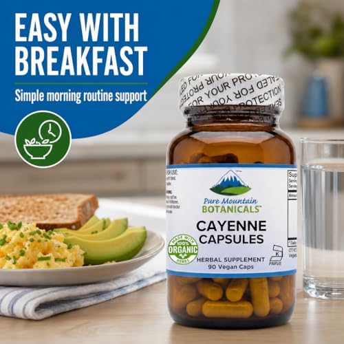 Cápsulas de Pimienta de Cayena Pure Mountain Botanicals - 90 Cápsulas Veganas Kosher - Suplemento Orgánico de 500mg con Capsaicina - 40000-60000 HU - imagen 8