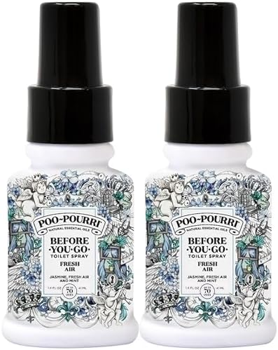 Poo-Pourri Spray para Inodoro, Aire Fresco, 1.4 Oz - Jazmín, Paquete de 2 con Aire Fresco y Menta - imagen 1