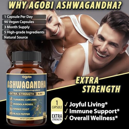 Cápsulas de Extracto de Ashwagandha - Gran Potencia - Mezcla 5 en 1 de Jengibre, Cúrcuma, Rhodiola Rosea y Pimienta Negra - 90 Cápsulas para 3 Meses - imagen 5
