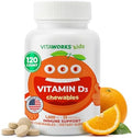 VitaWorks Vitaminas D para Niños 1000 IU - Tabletas Masticables de Sabor Naranja Natural - Veganas, Sin GMO, Sin Gluten - 120 Masticables - imagen 1