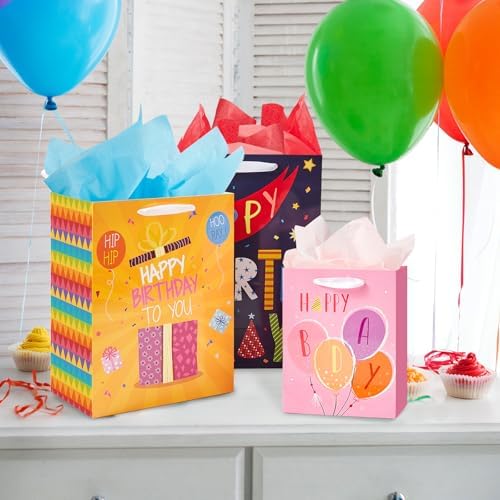 Bolsas de Regalo de Cumpleaños Miakutho con Manijas de Cinta y Papel de Seda (6 Bolsas: 2 Extra Grandes 15, 2 Grandes 13, 2 Medianas 9) para Niños y - imagen 6
