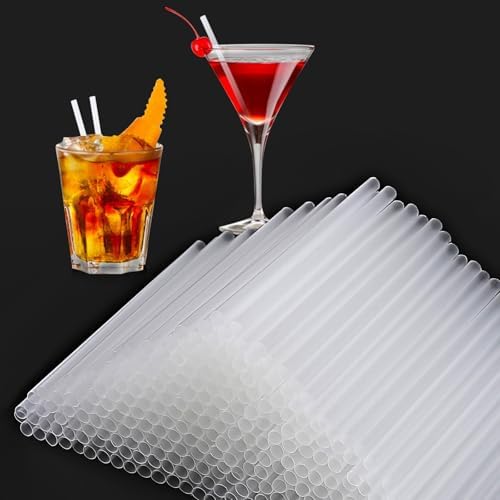 [500 Pzs] Popotes Desechables Transparentes de 5 Pulgadas - Diámetro de 0.24'' para Café y Cócteles, Popotes Cortos para Bar, Café, Club y Cocina - imagen 1