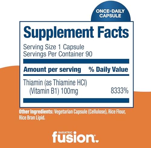 Vitaminas Bariatric Fusion B1 (Tiamina) para Pacientes de Cirugía Bariátrica, Cápsulas Fáciles de Tragar, 90 Contenidos - imagen 4