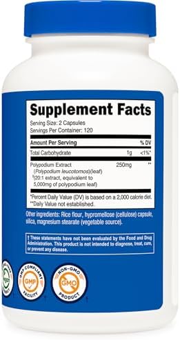 Nutricost Extracto de Polypodium Leucotomos 240 Cápsulas - 120 Porciones, Vegano, Libre de OGM y Gluten - imagen 5