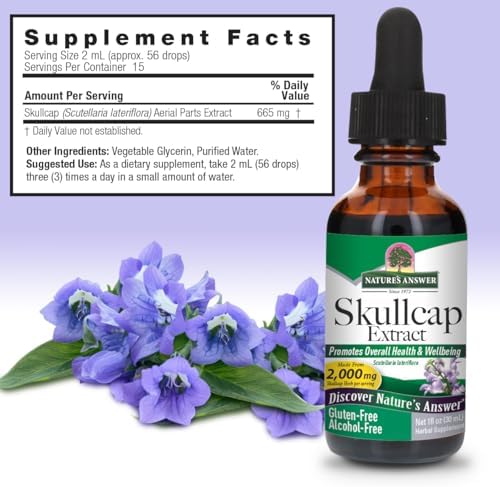 Nature's Answer Extracto de Hierba Skullcap Sin Alcohol, 1 Onza Líquida - imagen 3