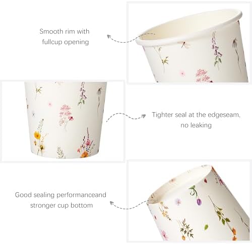 Paquete de 300 Vasos de Papel Crisky 3oz Desechables, Diseño Floral Elegante, Bebidas Calientes/Frias, Ideal para Fiestas, Hogar, Picnics y Eventos - imagen 3