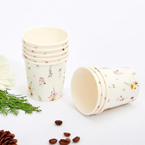Paquete de 300 Vasos de Papel Crisky 3oz Desechables, Diseño Floral Elegante, Bebidas Calientes/Frias, Ideal para Fiestas, Hogar, Picnics y Eventos - imagen 5