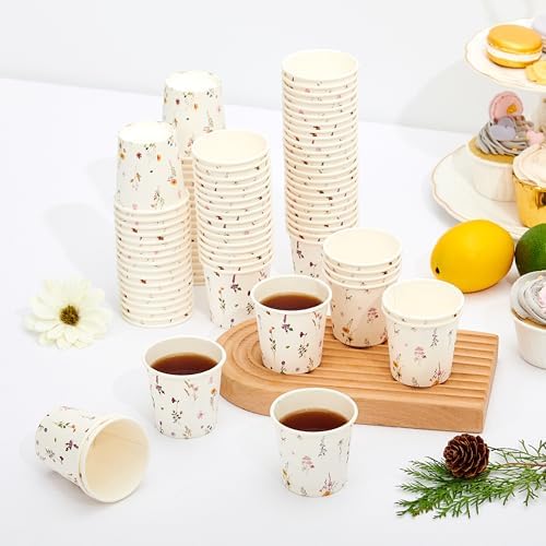 Paquete de 300 Vasos de Papel Crisky 3oz Desechables, Diseño Floral Elegante, Bebidas Calientes/Frias, Ideal para Fiestas, Hogar, Picnics y Eventos - imagen 7