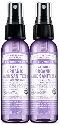 Dr. Bronner's - Spray Desinfectante de Manos Orgánico (Lavanda, 2 Onzas, Paquete de 2) - Fórmula Simple y Efectiva, Limpia e Hidrata Sin Químicos - imagen 1