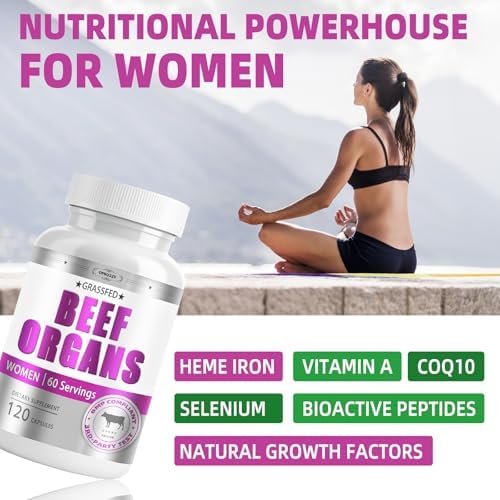 Suplemento de Órganos de Res para Mujeres - Hígado, Corazón, Útero, Ovarios, Riñón y Médula Ósea de Res Alimentada con Pasto, 60 Porciones, 120 - imagen 5