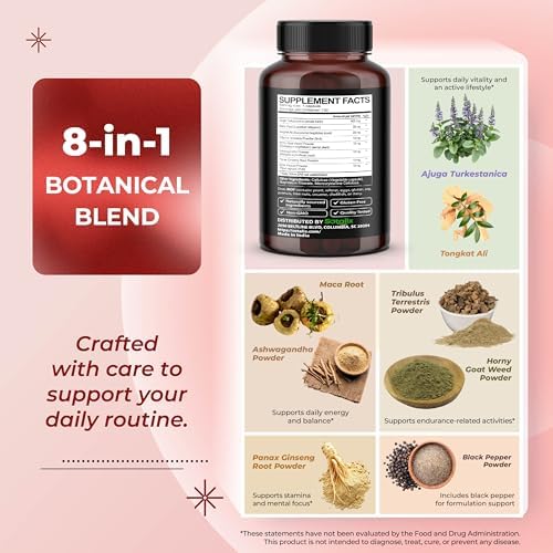 Ultra Turkesterona Ajuga Turkestanica Estandarizada 20% Turkesterona Alta Potencia con Raíz de Maca y Tribulus Terrestris - Apoyo para Crecimiento - imagen 4