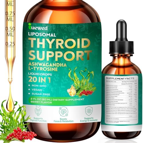 Complejo Líquido de Soporte para la Tiroides - Gotas para Hombres y Mujeres - Iodo, Zinc, Selenio y Ashwagandha para Alivio del Estrés - Aumenta el - imagen 1