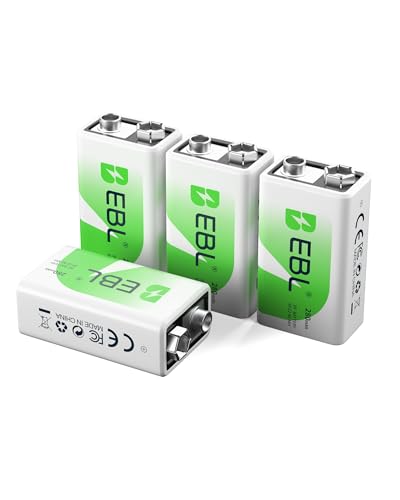 Baterías Recargables EBL 9V NiMH 280mAh para Detectores de Humo, Paquete de 4 unidades - imagen 1