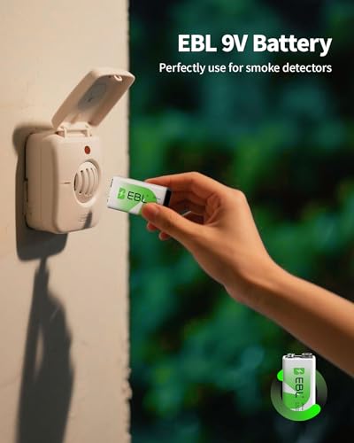 Baterías Recargables EBL 9V NiMH 280mAh para Detectores de Humo, Paquete de 4 unidades - imagen 2