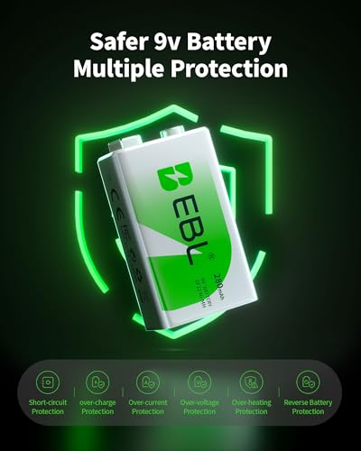 Baterías Recargables EBL 9V NiMH 280mAh para Detectores de Humo, Paquete de 4 unidades - imagen 3
