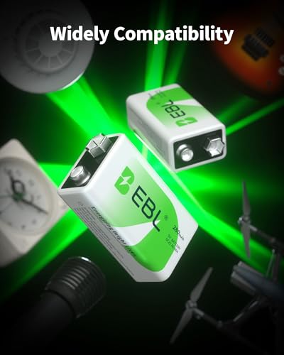 Baterías Recargables EBL 9V NiMH 280mAh para Detectores de Humo, Paquete de 4 unidades - imagen 7