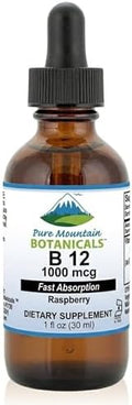 Pure Mountain Botanicals B12 1000 mcg - Complejo B12 - Sabor Natural a Baya - 30 Porciones - Gotas Líquidas Vitaminas - Suplemento Kosher - imagen 1