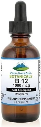 Pure Mountain Botanicals B12 1000 mcg - Complejo B12 - Sabor Natural a Baya - 30 Porciones - Gotas Líquidas Vitaminas - Suplemento Kosher - imagen 1