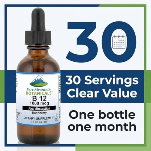 Pure Mountain Botanicals B12 1000 mcg - Complejo B12 - Sabor Natural a Baya - 30 Porciones - Gotas Líquidas Vitaminas - Suplemento Kosher - imagen 6
