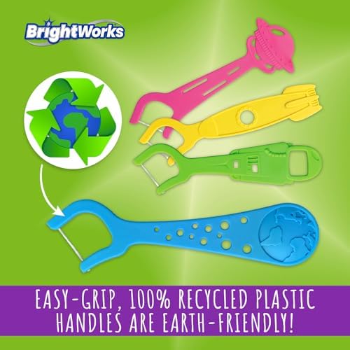 BrightWorks Kids Hilo Dental Divertido Espacial, Sabor Mezcla de Berries [240 Palillos de Hilo] Formas Coloridas: Astronauta, Cohete, OVNI, Tierra. - imagen 4
