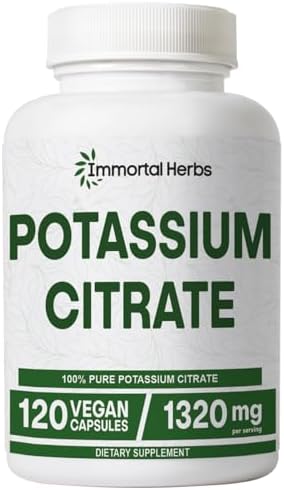 Suplemento de Citrato de Potasio Immortal Herbs 1320mg, Polvo de Alta Absorción, 120 Cápsulas Veganas, Suplementos de Potasio No GMO y Sin Gluten - imagen 1