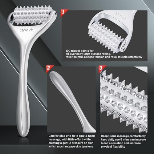 Rodillo de Masaje Acupuntura ctriovk, Acero Inoxidable, Rodillo Manual Portátil para Alivio de Dolor, Reducción de Hinchazón y Relajación Muscular - imagen 3