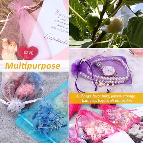 Bolsitas de Organza Transparentes Angooni 200PCS con Cierre de Cordón, 4x6 Pulgadas para Joyas en Bodas, Fiestas y Festivales (10 Colores) - imagen 3