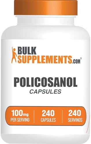 Cápsulas de Policosanol BulkSupplements.com - 100mg de caña de azúcar, sin gluten, 1 cápsula por porción, 240 cápsulas (paquete de 1) - imagen 1