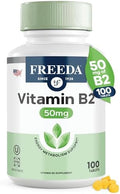 Tabletas de Riboflavina Vitamina B2 FREEDA – 50mg – Dosis Optimizada para Energía y Soporte del Sistema Nervioso – Kosher, Vegano, GF – Suplemento de - imagen 1