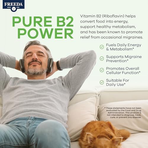 Tabletas de Riboflavina Vitamina B2 FREEDA – 50mg – Dosis Optimizada para Energía y Soporte del Sistema Nervioso – Kosher, Vegano, GF – Suplemento de - imagen 4