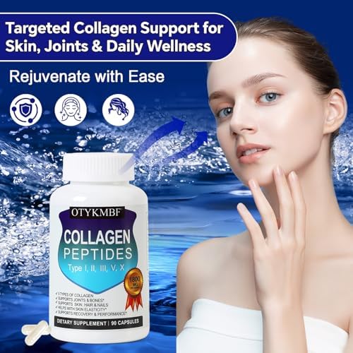OTYKMBF Píldoras de Colágeno Múltiple 1800mg, Tipos I, II, III, V, X - Complejo de Colágeno Hidrolizado para Piel, Articulaciones, Cabello y Uñas, 90 - imagen 4