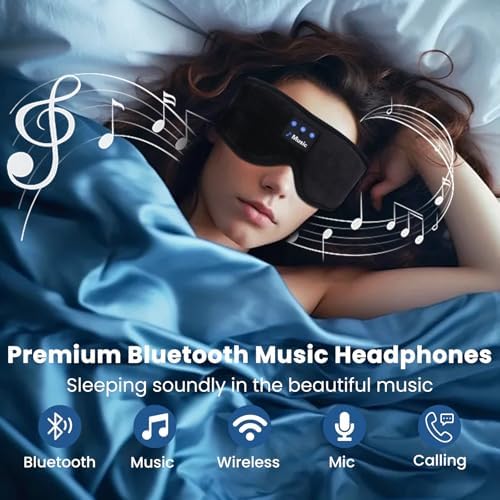 Máscara de Sueño 3D con Auriculares Bluetooth, Auriculares Inalámbricos para Dormir, Máscara de Ojos con Altavoces Ultra Delgados para Hombres y - imagen 4