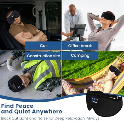 Máscara de Sueño 3D con Auriculares Bluetooth, Auriculares Inalámbricos para Dormir, Máscara de Ojos con Altavoces Ultra Delgados para Hombres y - imagen 5