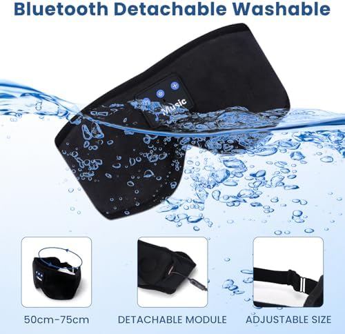Máscara de Sueño 3D con Auriculares Bluetooth, Auriculares Inalámbricos para Dormir, Máscara de Ojos con Altavoces Ultra Delgados para Hombres y - imagen 6