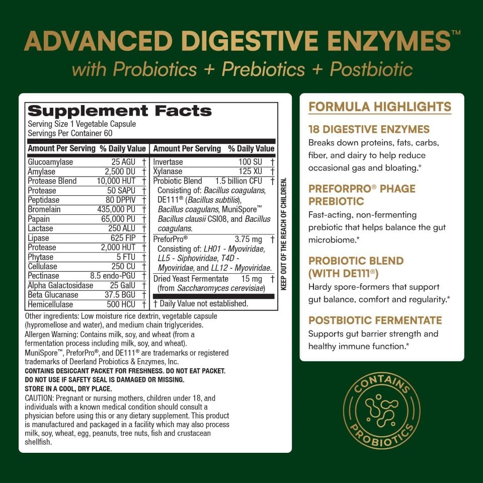 Enzimas Digestivas Avanzadas Purity Products con Probióticos y Prebióticos – Suplemento para la Salud Digestiva, Alivio de Inflamación y Soporte - imagen 2