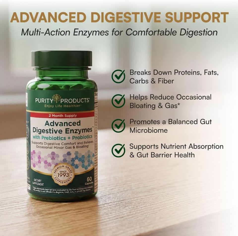 Enzimas Digestivas Avanzadas Purity Products con Probióticos y Prebióticos – Suplemento para la Salud Digestiva, Alivio de Inflamación y Soporte - imagen 3