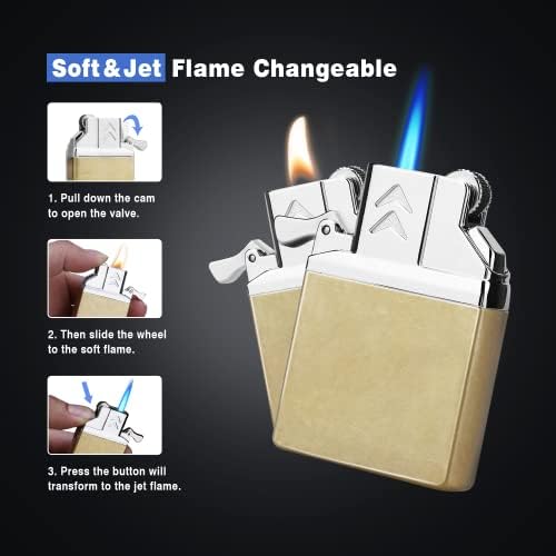 Encendedor de Butano YUSUD, Recargable, Doble Llama Jet & Llama Suave Amarilla, Mejores Encendedores Únicos para Hombres y Mujeres (Sin Combustible - imagen 3