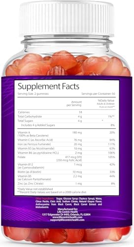 Gomitas de Hierro LifeCentricHealth | Gomitas Veganas Sin Gluten con Biotina, Zinc, Vitamina B y Ácido Fólico para Mujeres y Hombres - imagen 3