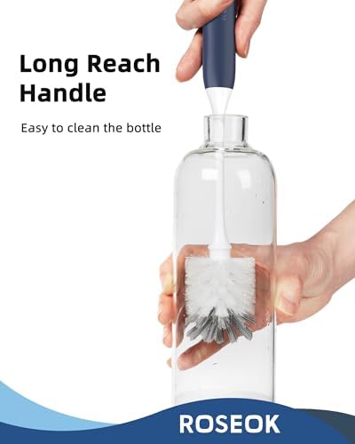 Cepillo de Mango Largo ROSEOK para Botellas, Cepillo Flexible para Limpiar Vasos de Milkshake y Botellas Deportivas, Azul Marino, Paquete de 2 - imagen 5