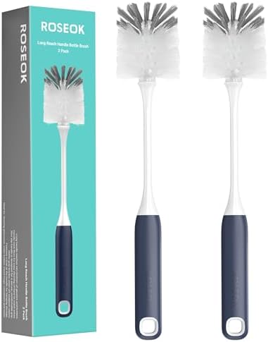 Cepillo de Mango Largo ROSEOK para Botellas, Cepillo Flexible para Limpiar Vasos de Milkshake y Botellas Deportivas, Azul Marino, Paquete de 2 - imagen 8