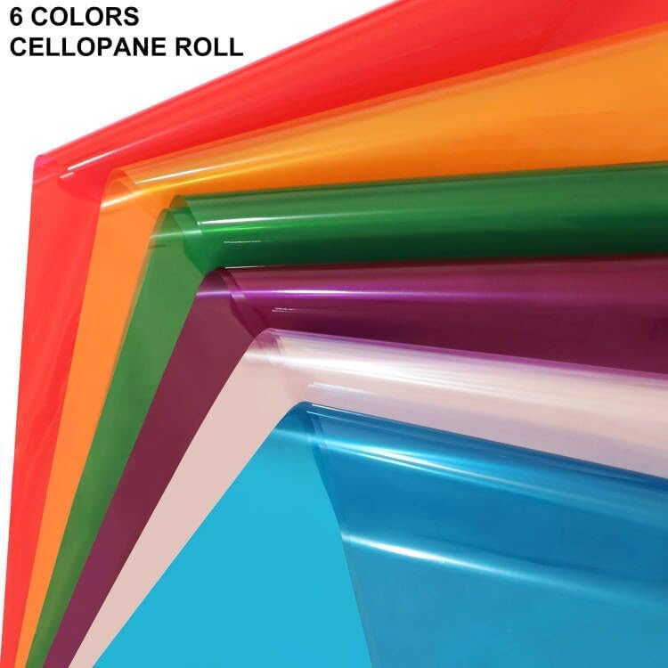 Rollo de Celofán Transparente de Colores SYOGUA - 6 Colores, 34 in x 16.4 ft - Celofán Rojo, Morado, Verde, Dorado, Azul y Transparente para Regalos, - imagen 3