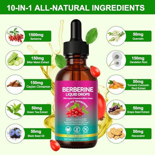 Suplemento Líquido de Berberina 60ml con Canela de Ceilán, Extracto de Cúrcuma, Melón Amargo, Apoyo Inmunológico y Digestivo - imagen 2