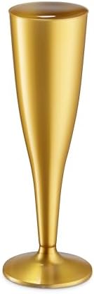 Munfix 30 Piezas de Copas de Champagne de Plástico Doradas - Vasos Desechables de 5 Oz para Brindis - Copas para Bodas y Cócteles - imagen 2