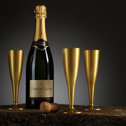 Munfix 30 Piezas de Copas de Champagne de Plástico Doradas - Vasos Desechables de 5 Oz para Brindis - Copas para Bodas y Cócteles - imagen 3