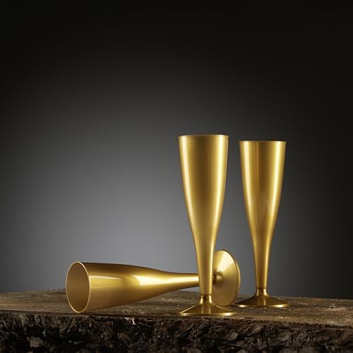 Munfix 30 Piezas de Copas de Champagne de Plástico Doradas - Vasos Desechables de 5 Oz para Brindis - Copas para Bodas y Cócteles - imagen 5
