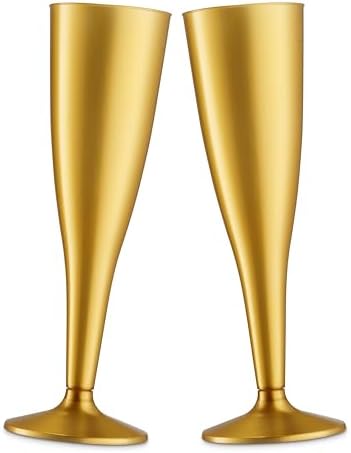 Munfix 30 Piezas de Copas de Champagne de Plástico Doradas - Vasos Desechables de 5 Oz para Brindis - Copas para Bodas y Cócteles - imagen 6