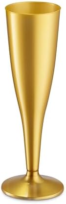 Munfix 30 Piezas de Copas de Champagne de Plástico Doradas - Vasos Desechables de 5 Oz para Brindis - Copas para Bodas y Cócteles - imagen 8