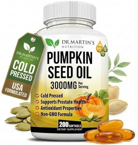 Cápsulas de Aceite de Semilla de Calabaza 3000mg | Bloqueador de DHT para Próstata y Crecimiento del Cabello | Prensado en Frío con Ácidos Grasos - imagen 1